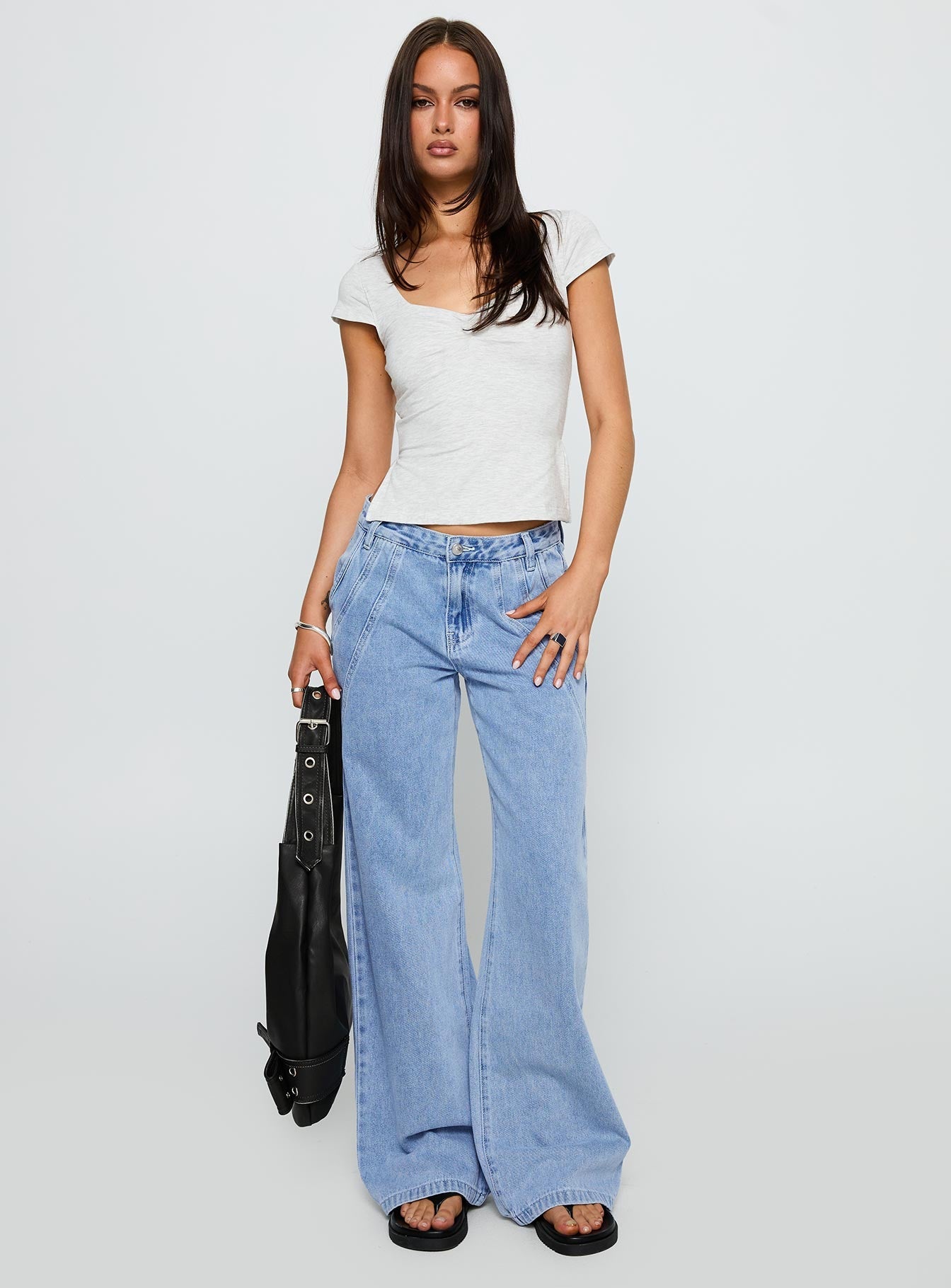Reaper Mid Rise Baggy Jeans Light Blue Wash