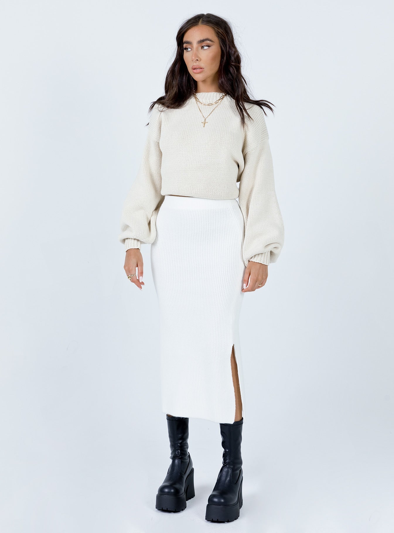 Zanna Midi Skirt White