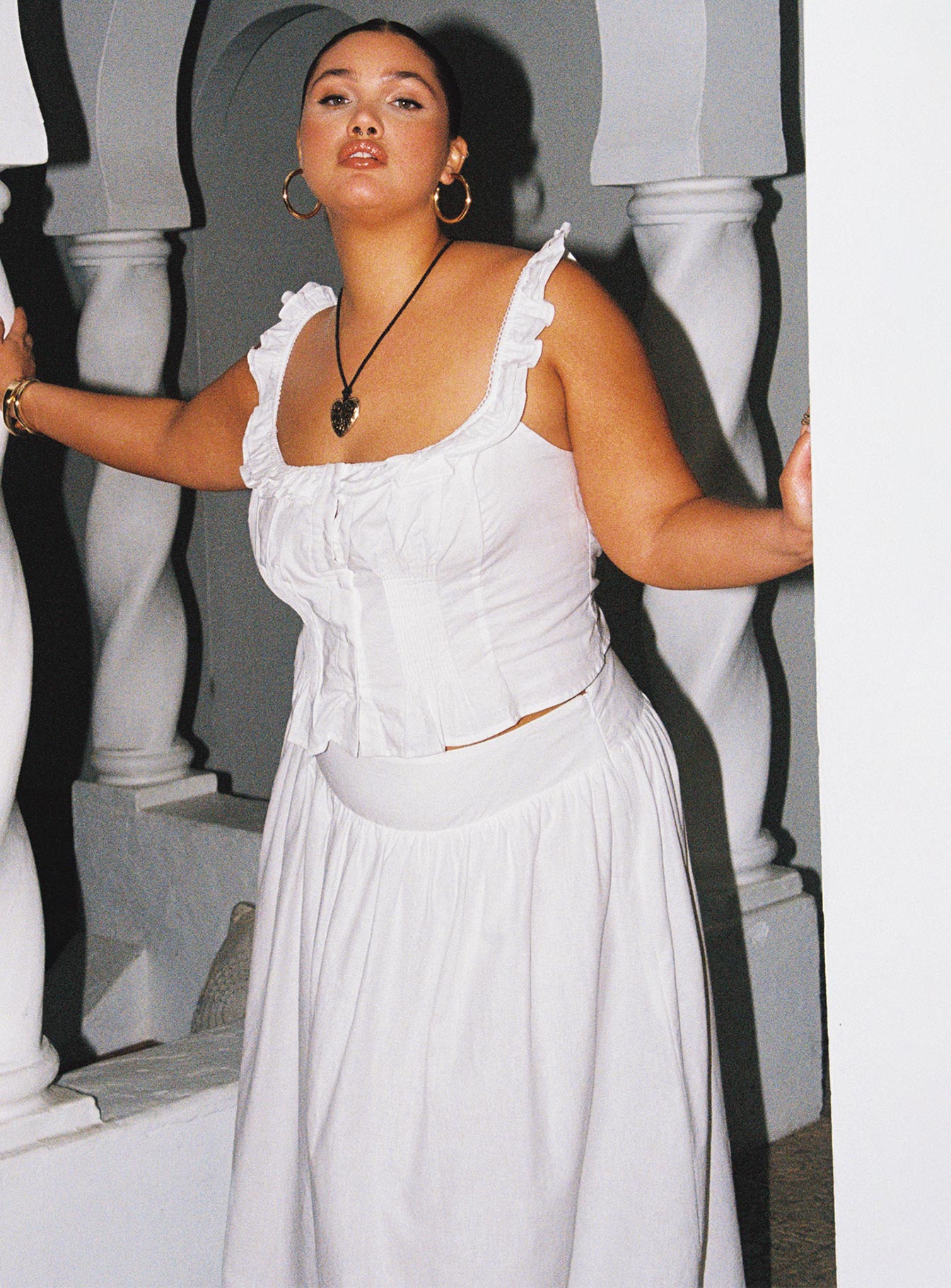 Valerio Maxi Skirt White Curve