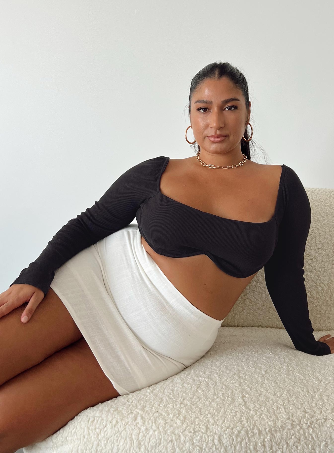 Selby Mini Skirt White Curve