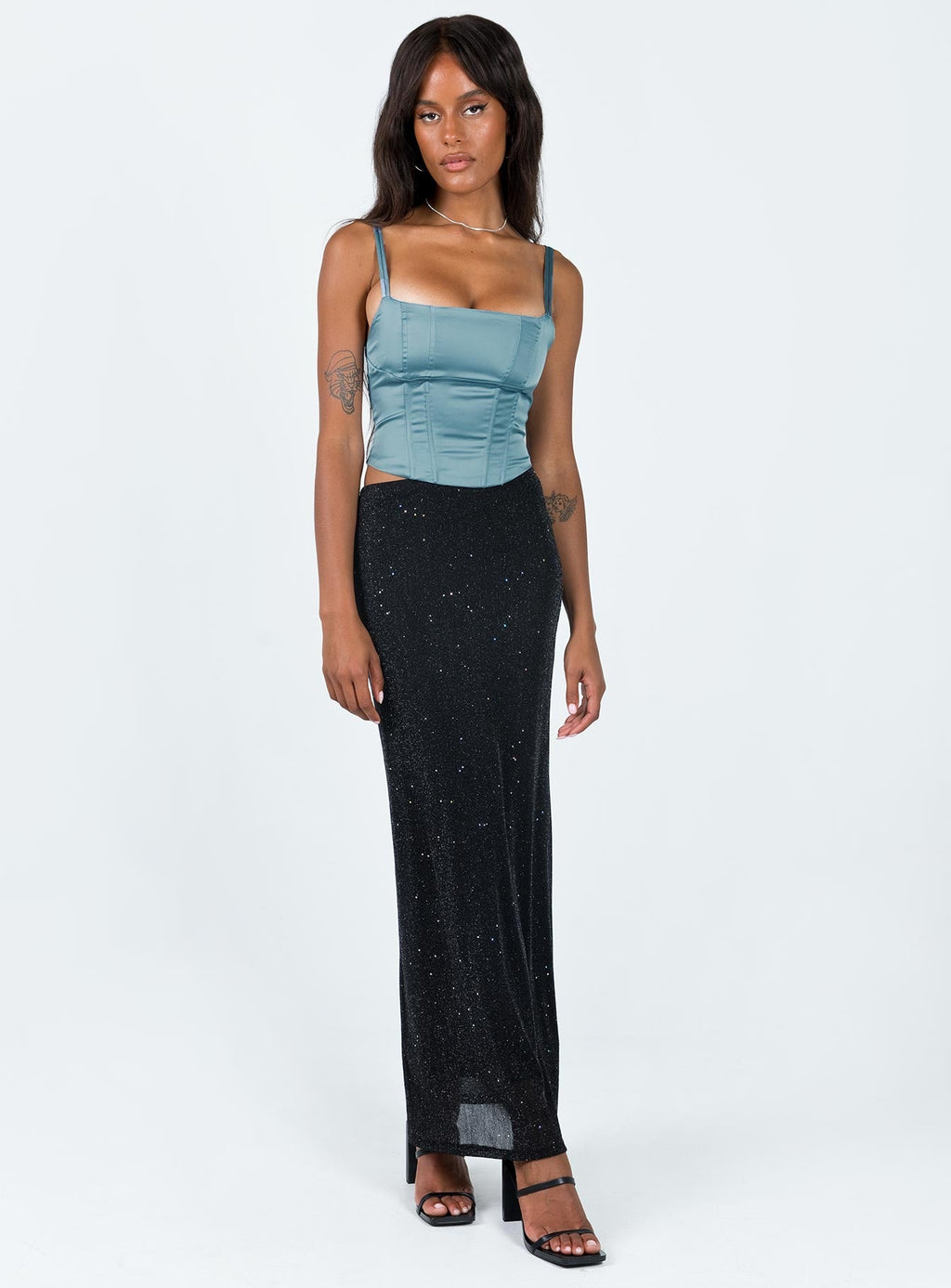 Harriette Maxi Skirt Black Lurex