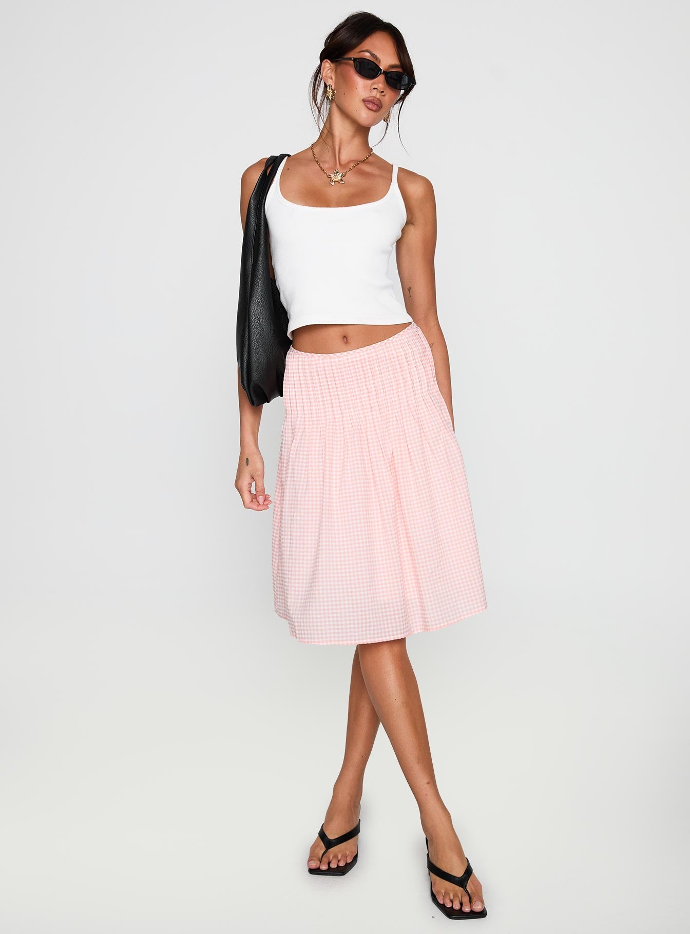 Maryanna Midi Skirt Pink Gingham