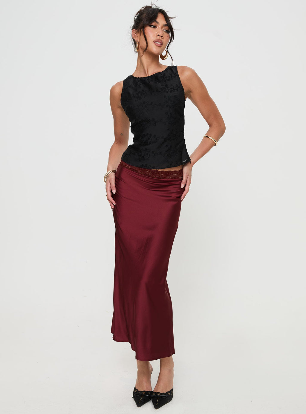 The Charmaine Maxi Skirt Burgundy