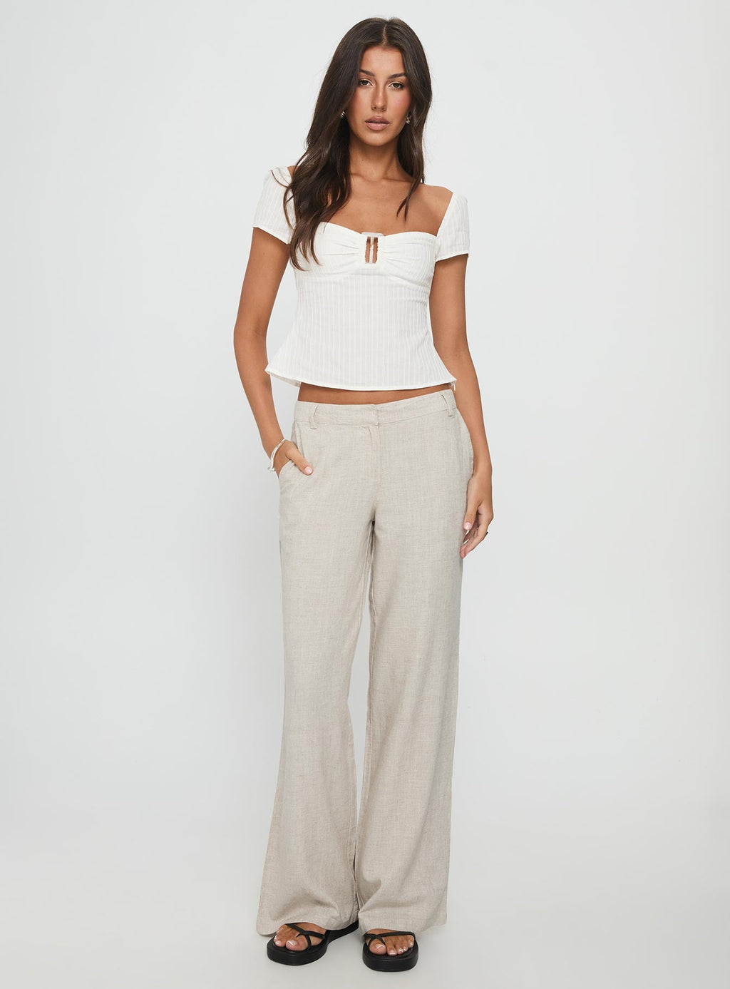 Syrena Tailored Wide Leg Pant Natural