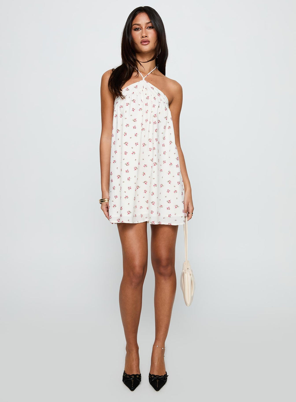 Moonlit Mini Dress White Floral