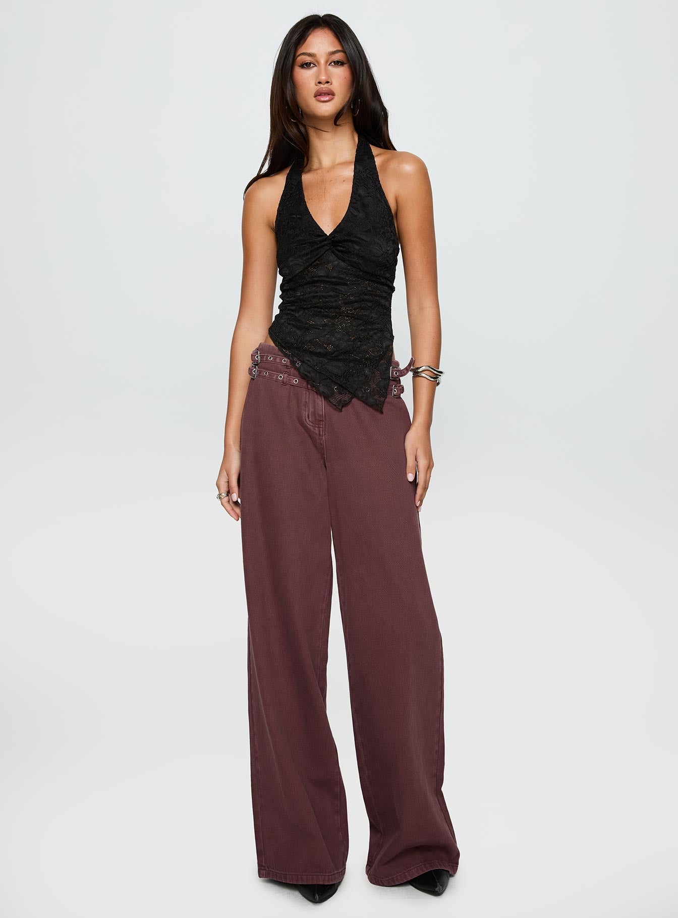 Alviera Lace Halter Top Black