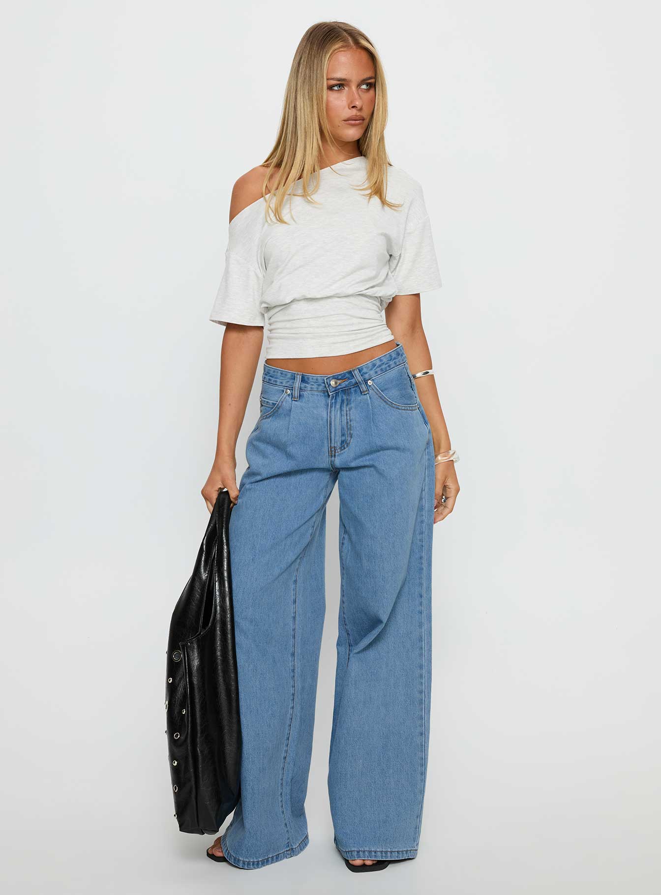 Supercut Low Rise Baggy Pleat Jeans Light Blue Wash
