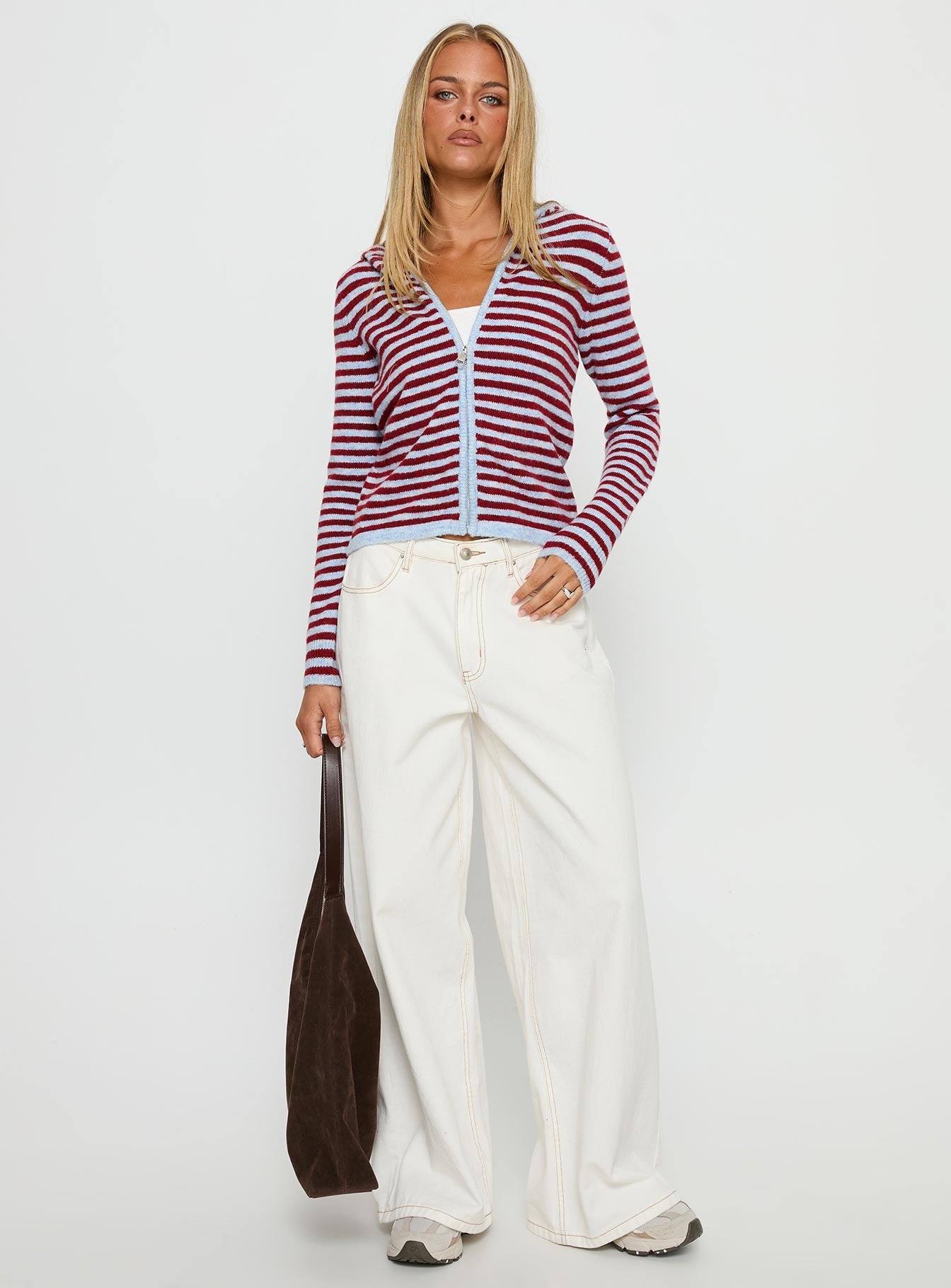 Superstars Zip Through Hoodie Blue / Red Stripe