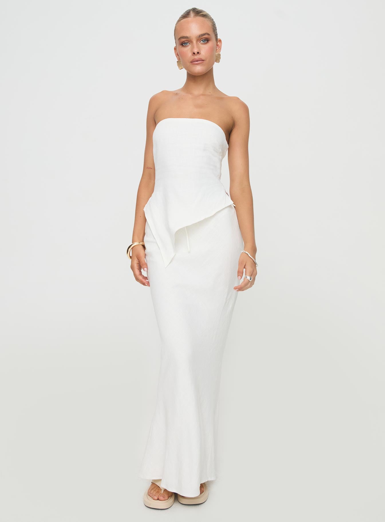 Mercer Linen Blend Maxi Skirt White