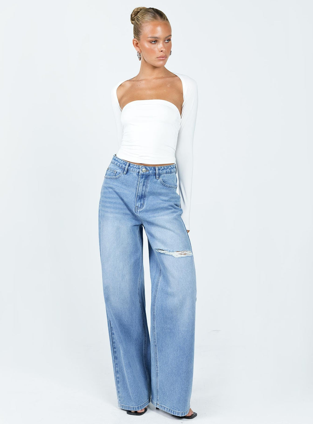 Beale Wide Leg Jeans Mid Wash Denim