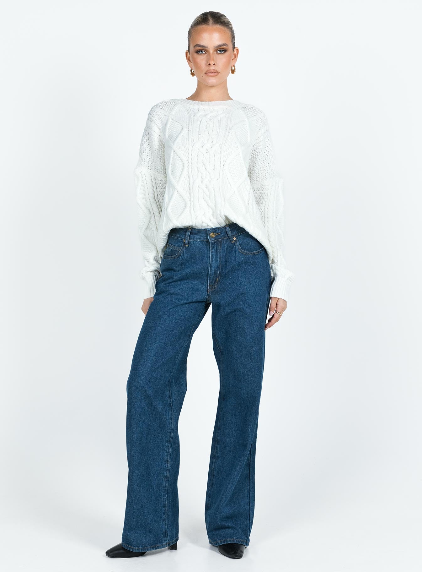 Top Model Low Rise Straight Leg Jeans Dark Denim