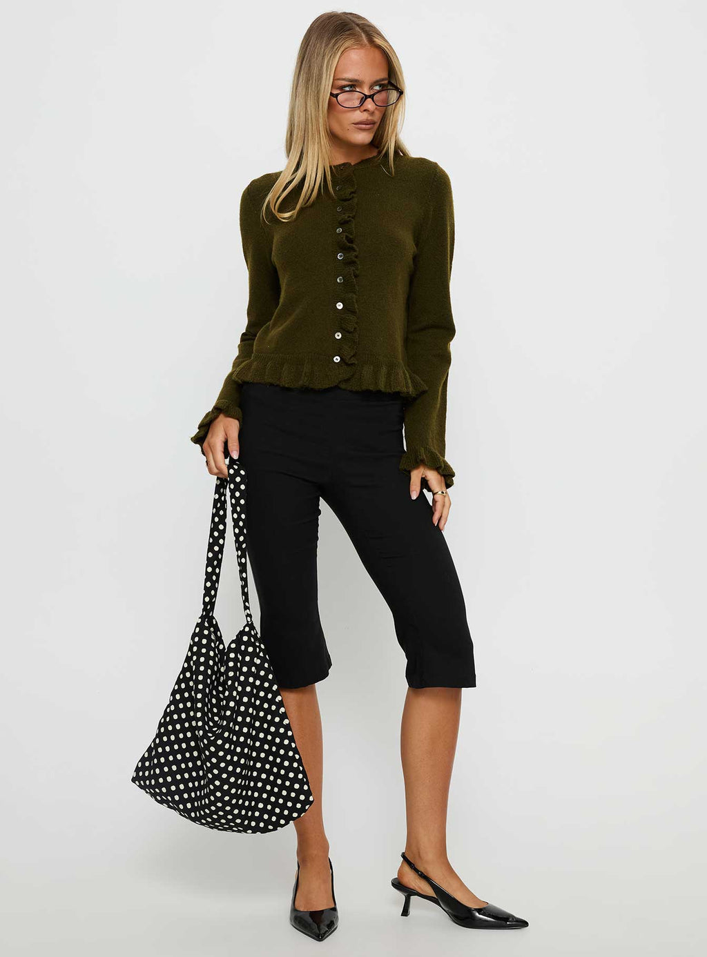 Inclination Frill Cardigan Moss