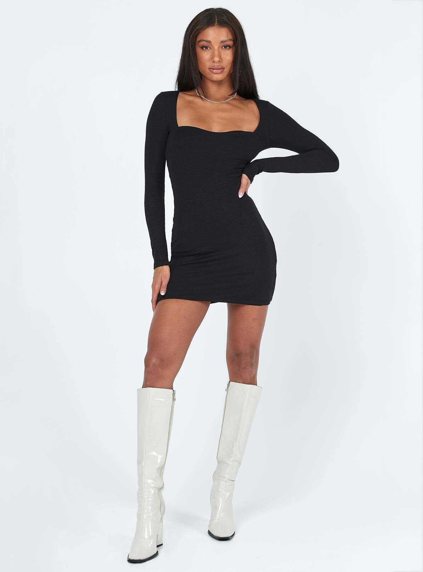 Nolan Long Sleeve Mini Dress Black