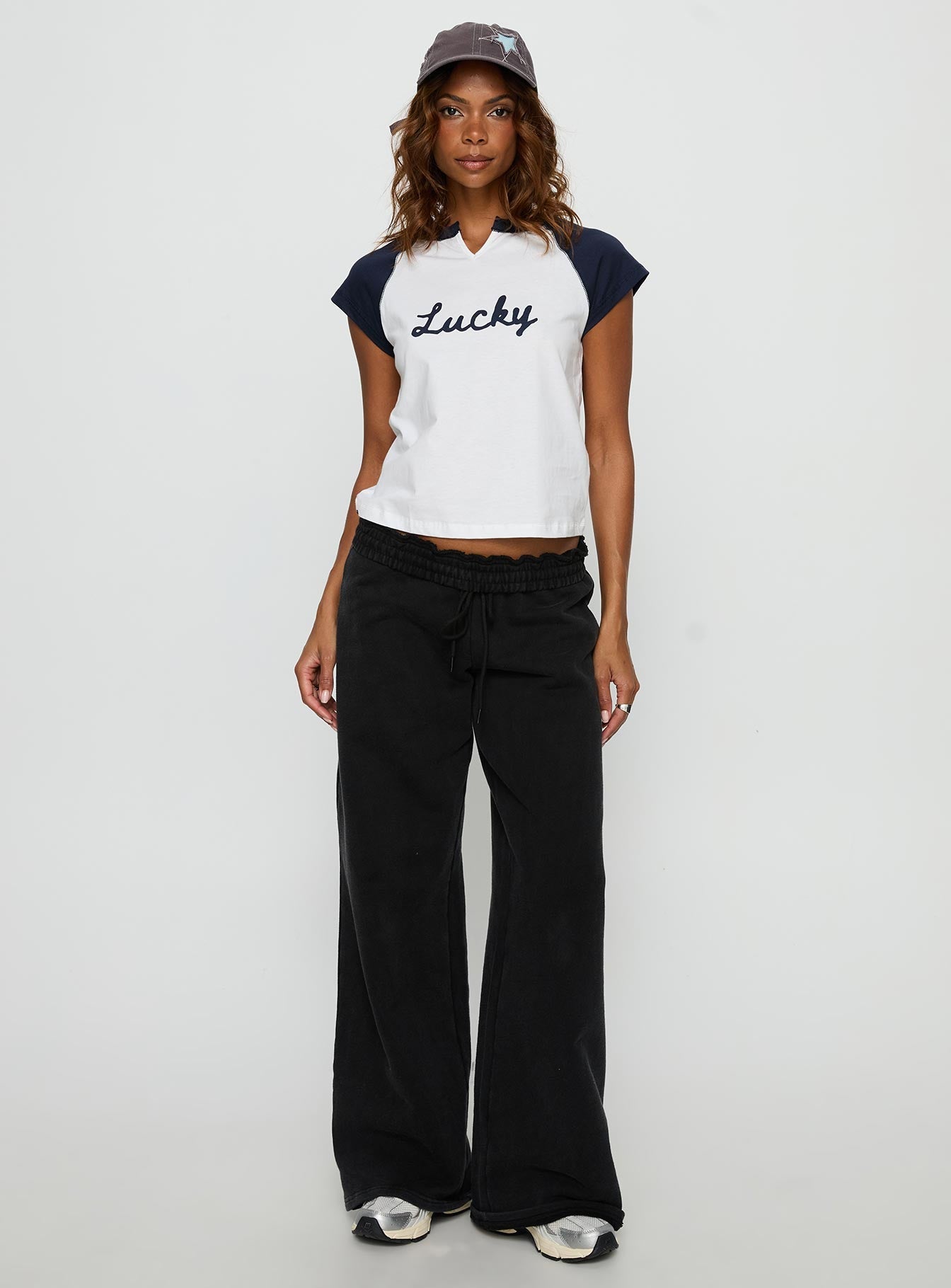 Southern Charm Graphic Baby Tee Navy / White