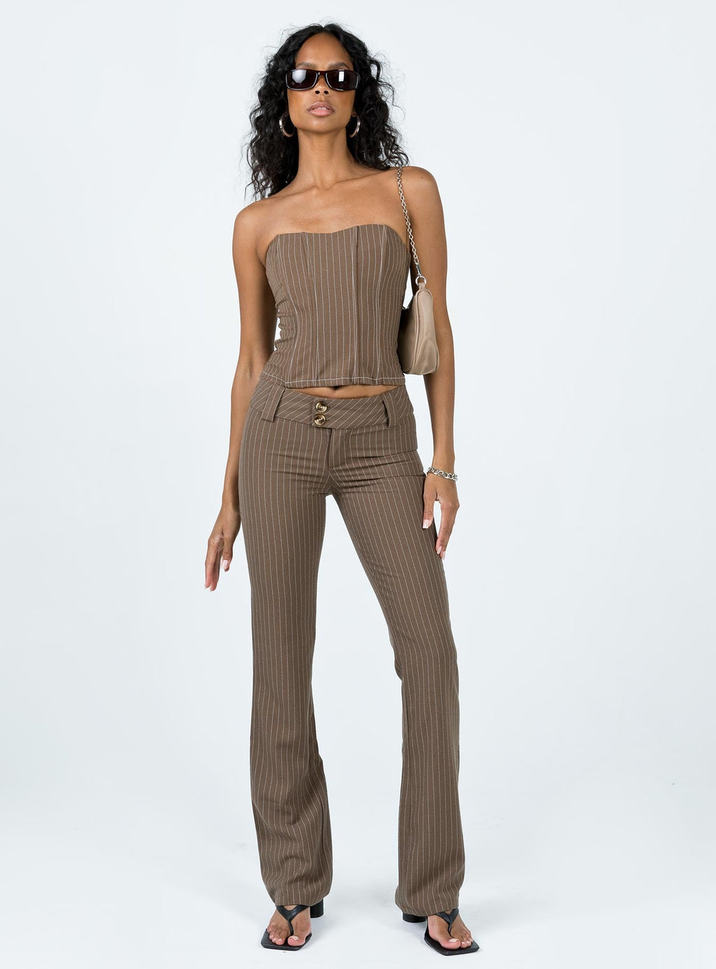 Motel Navida Trouser Pinstripe Brown