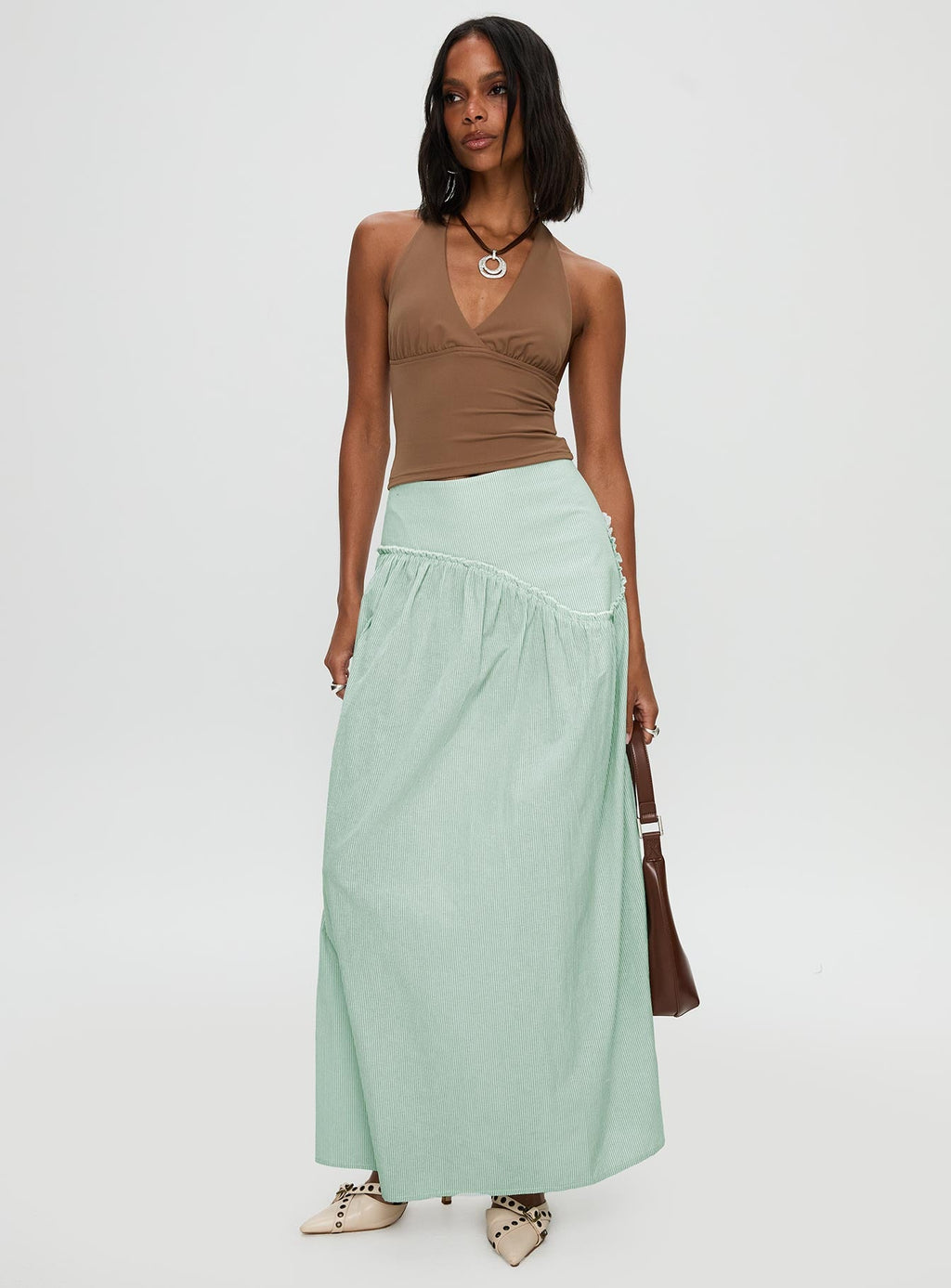 Yasemine Maxi Skirt Green / White