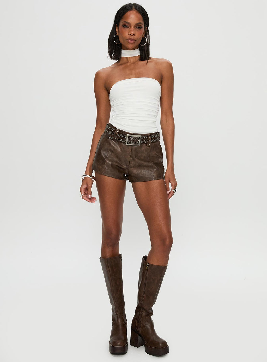 Sorelle Scarf Bodysuit White