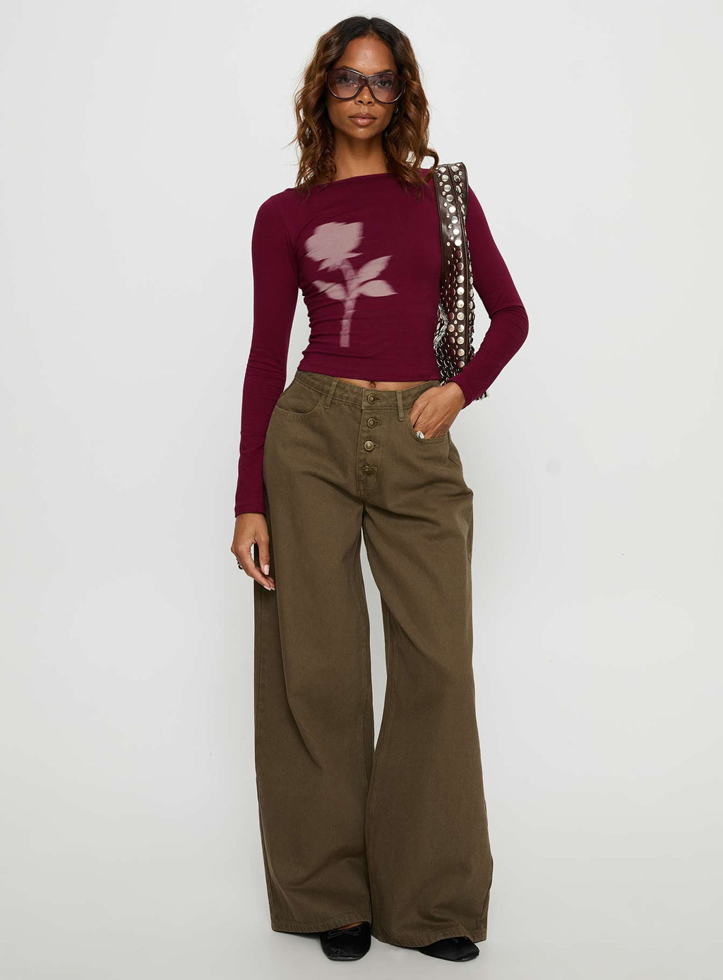 Naylor Mid Rise Wide Leg Jeans Olive