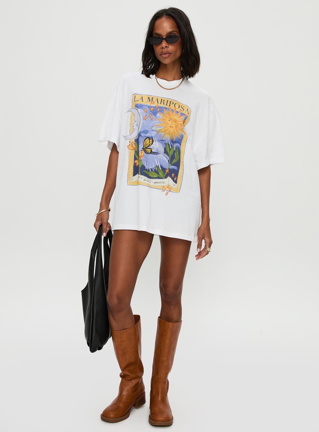 Tarot Card Oversized Graphic Top White / Multi