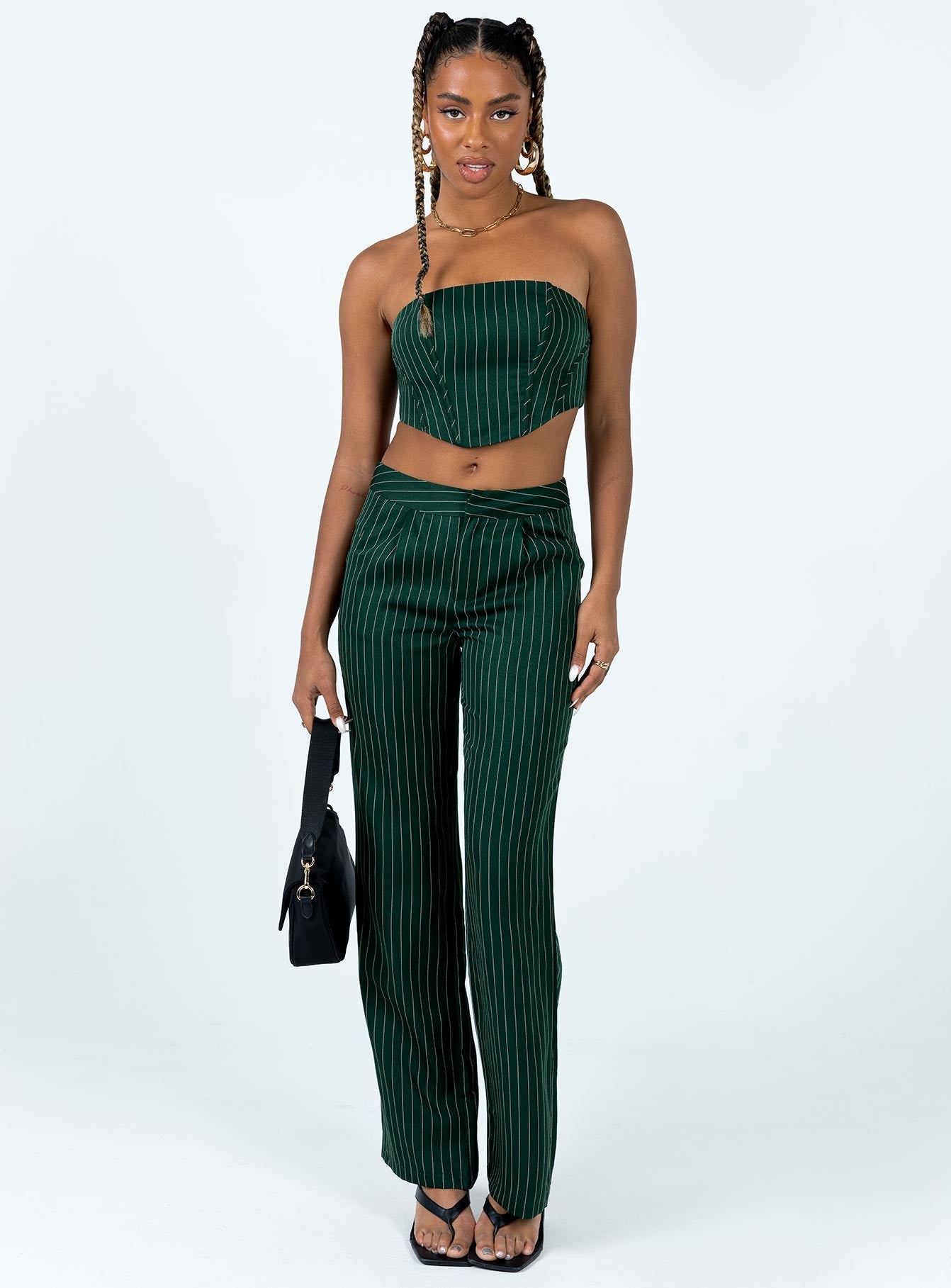 Gerri Set Green Stripe