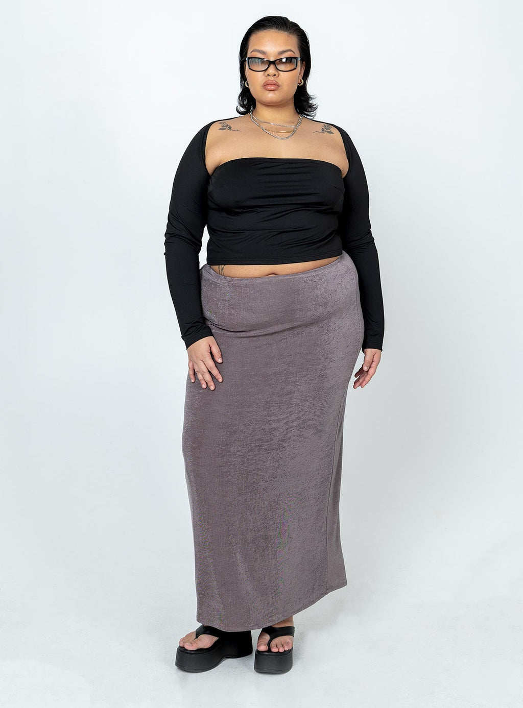 Harriette Maxi Skirt Slate Grey Curve