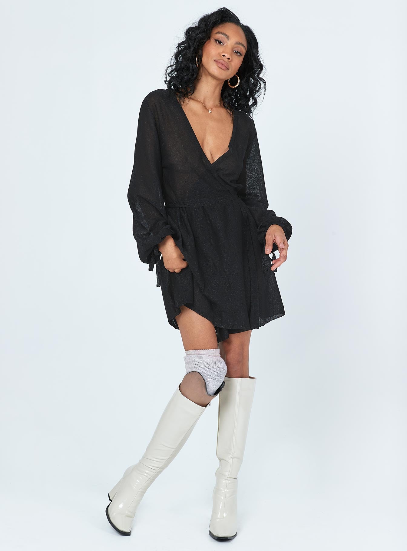Chiara Long Sleeve Mini Dress Black