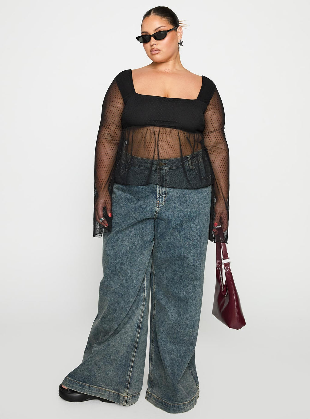 Fiorello Long Sleeve Top Black Curve