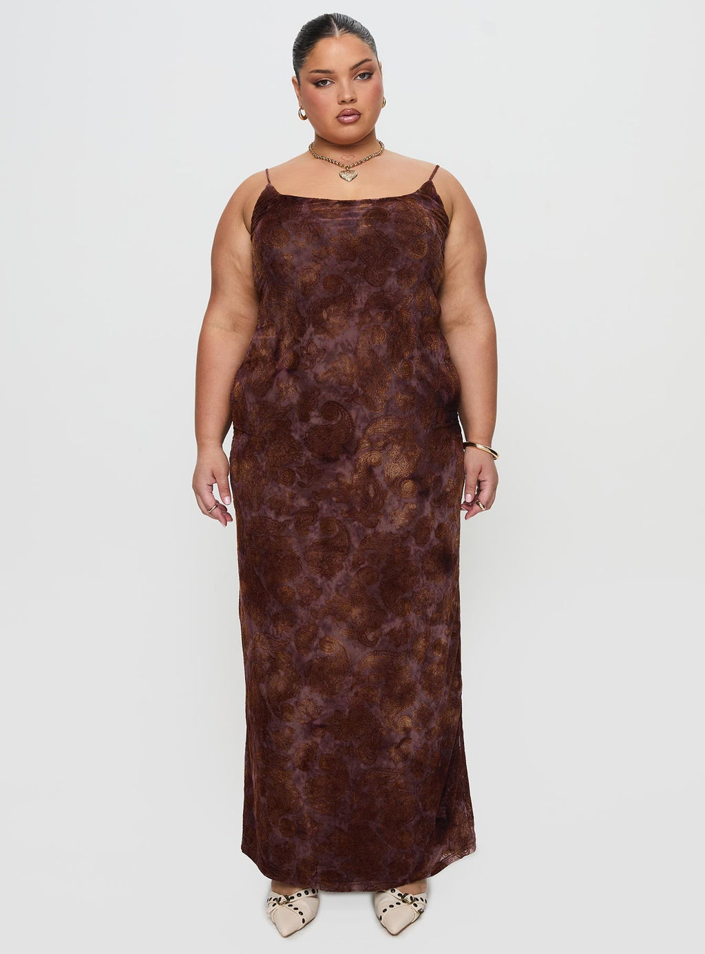 Knox Maxi Dress Chocolate Paisley Curve