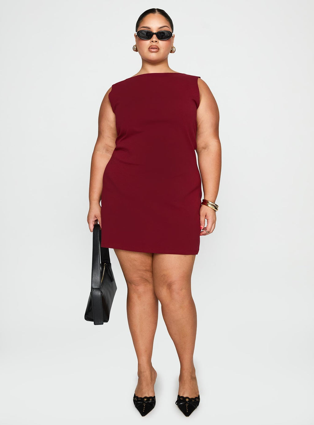 Zimmie Mini Dress Burgundy Curve