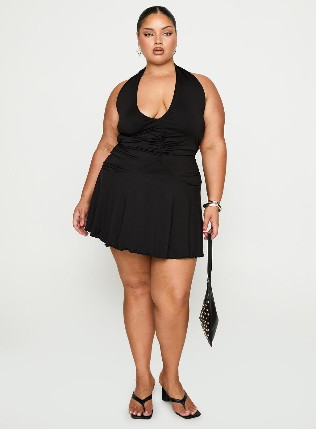 Maeva Halter Mini Dress Black Curve