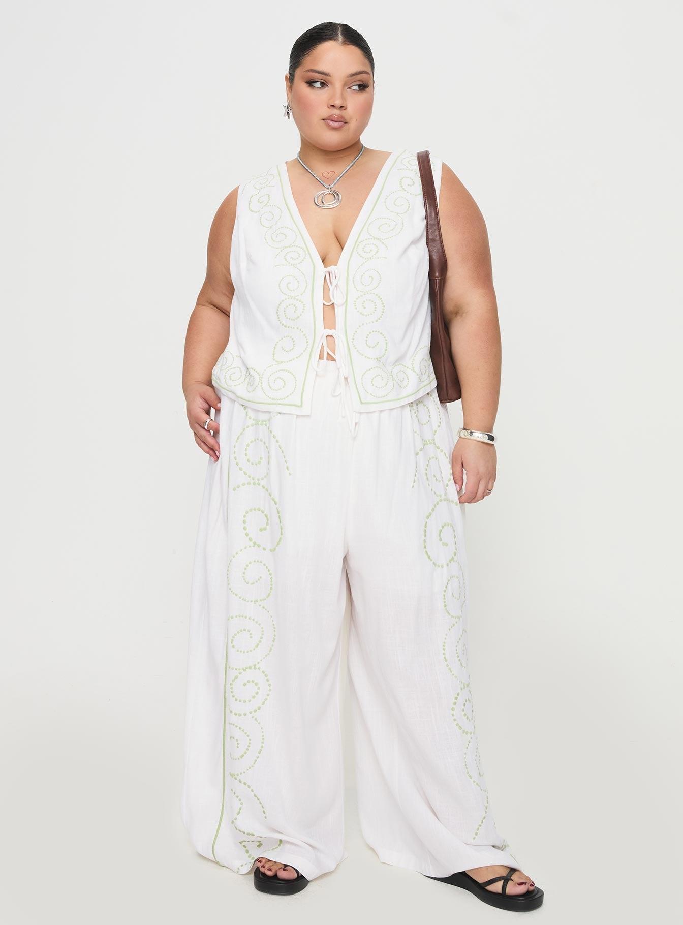 Kindred Pants White / Green Curve