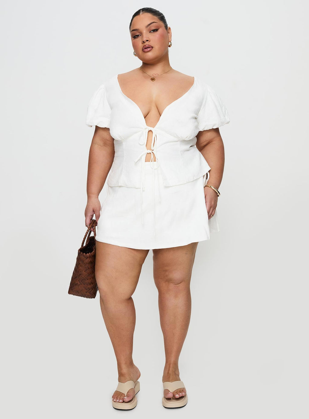 Gulliver Tie Side Mini Skort White Curve