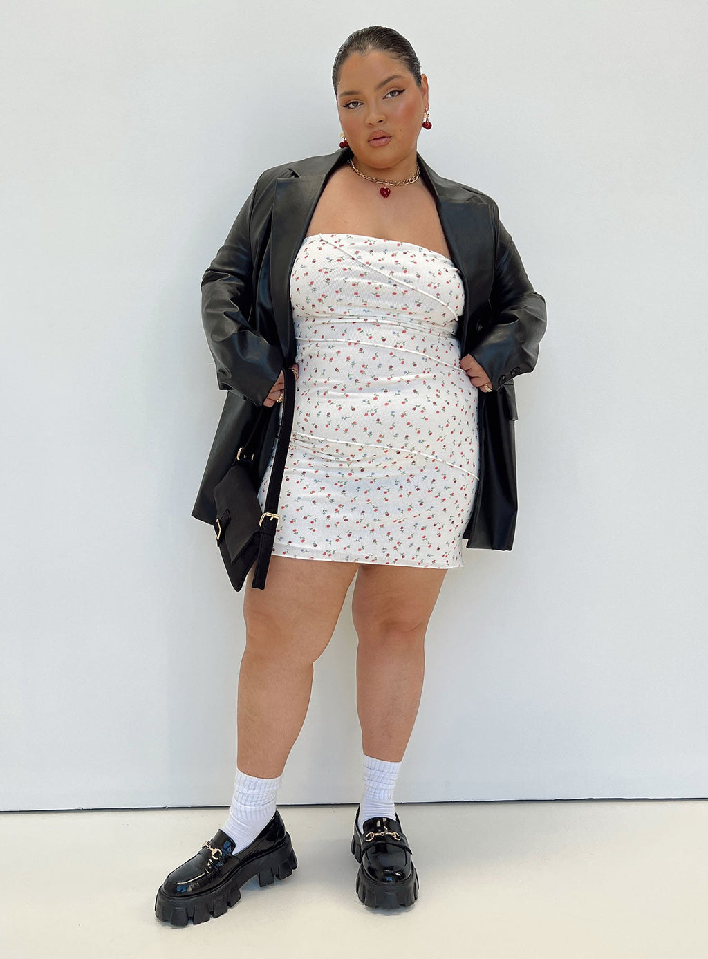 Oscar Mini Dress White Floral Curve