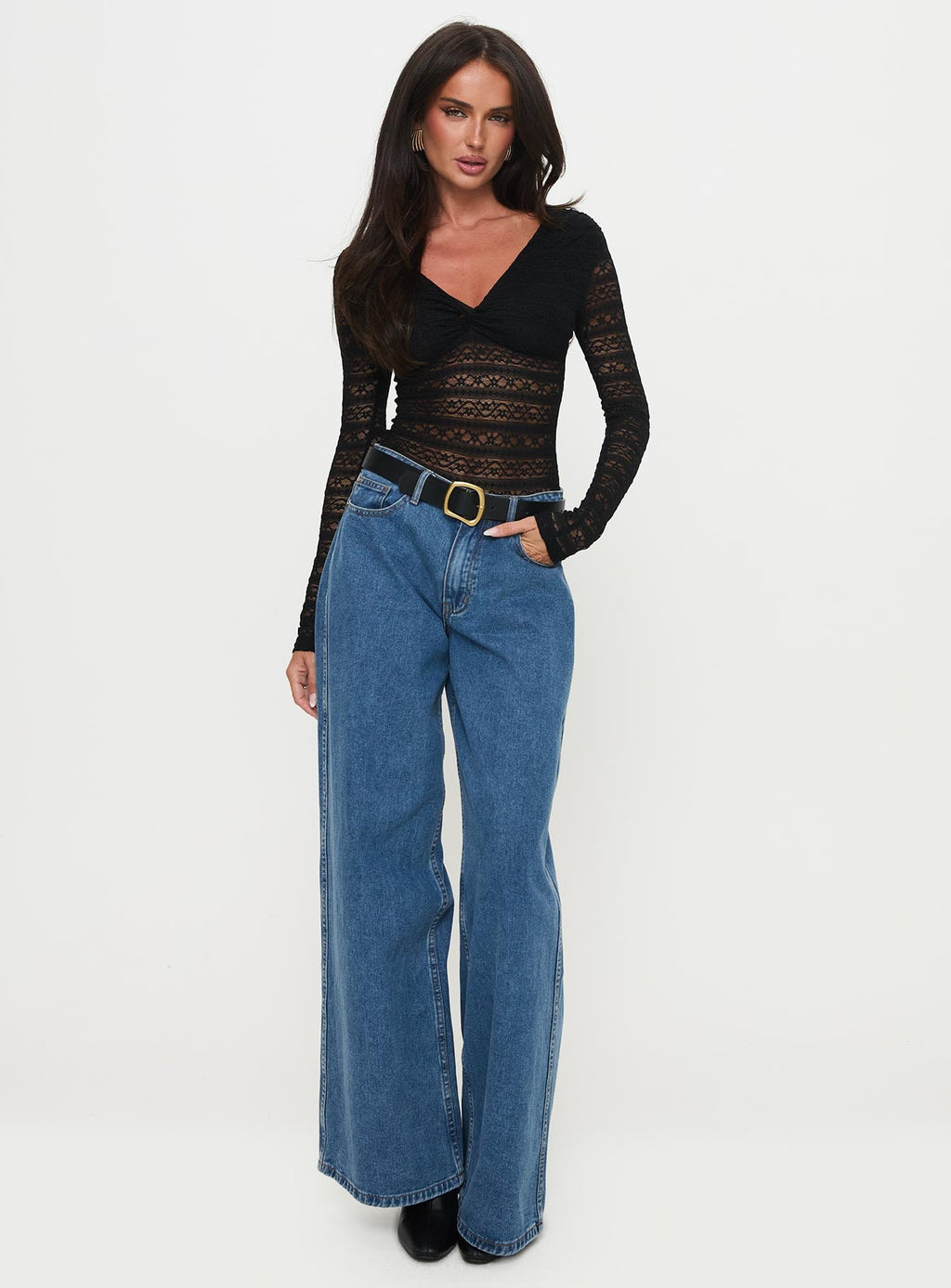 Secret Of Us Off Shoulder Lace Bodysuit Black