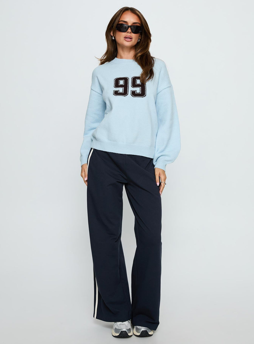 Ranee Graphic Knit Sweater Blue