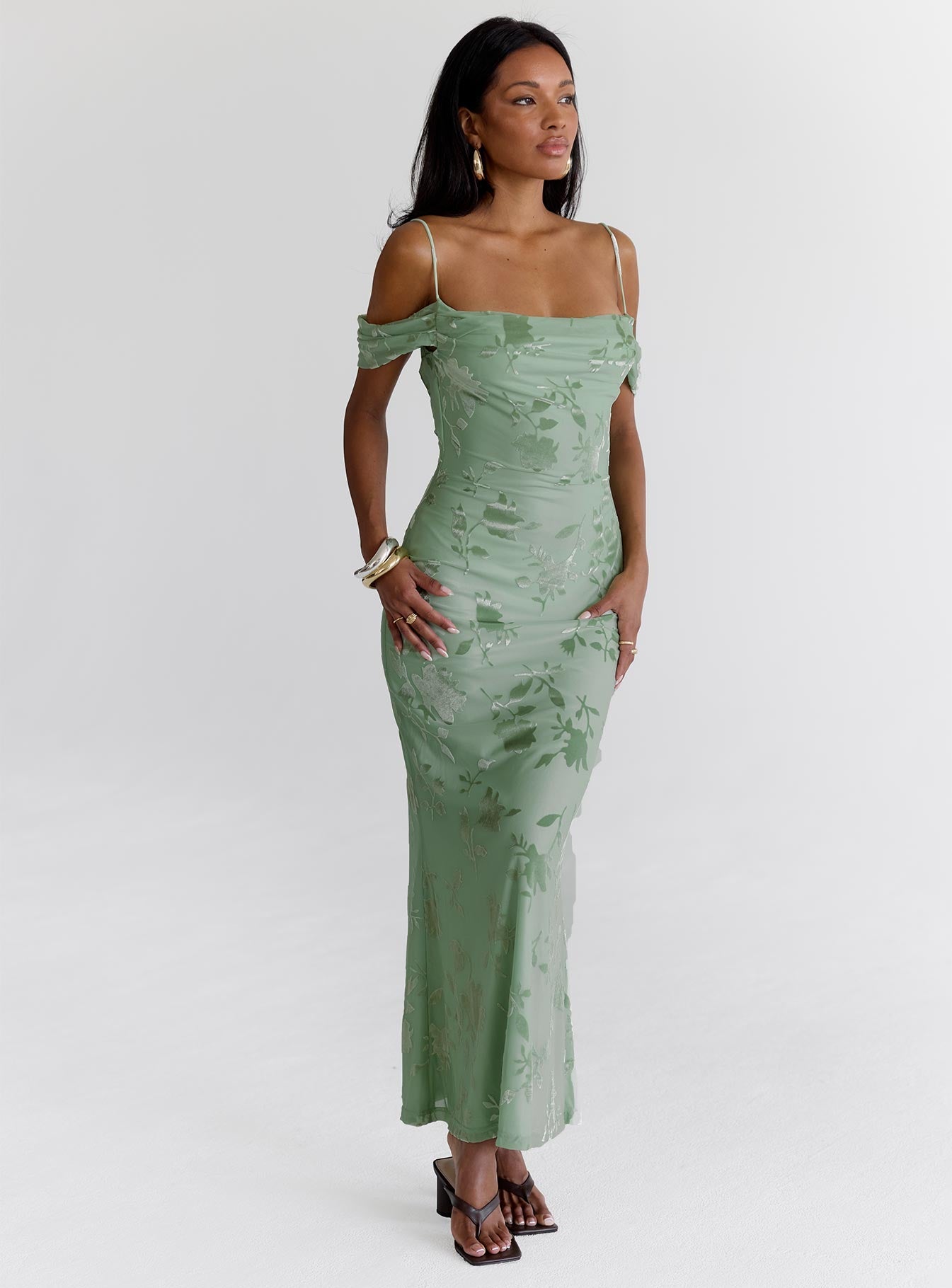 Green Gables Burnout Maxi Dress Sage