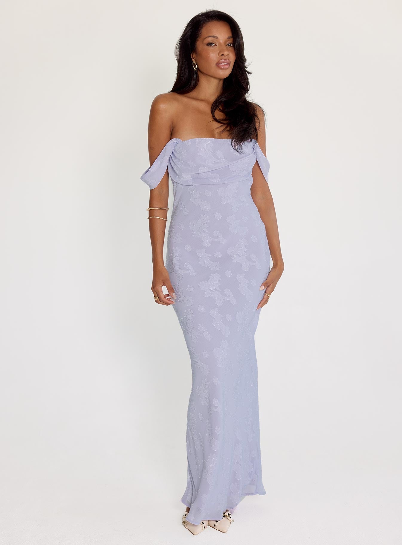 Azura Off The Shoulder Maxi Dress Lilac