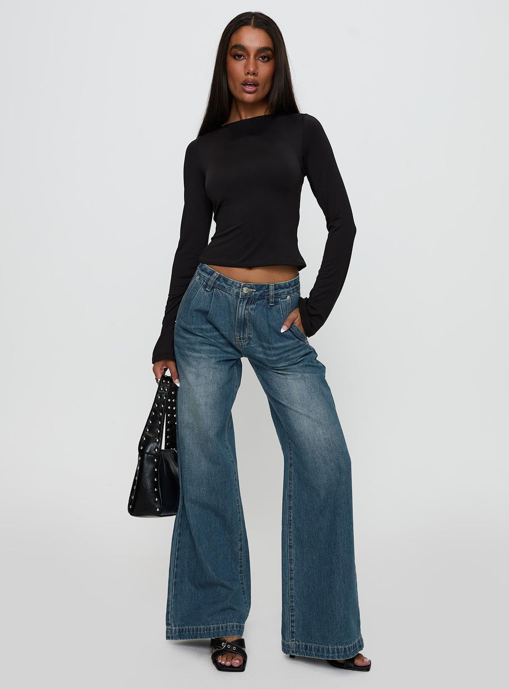 Laguardia Mid Rise Wide Leg Jeans Dark Blue Wash