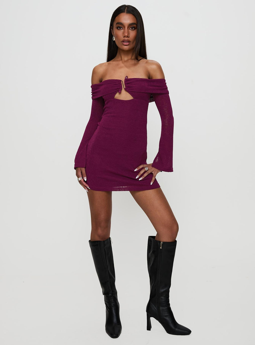 Firenza Long Sleeve Mini Dress Purple