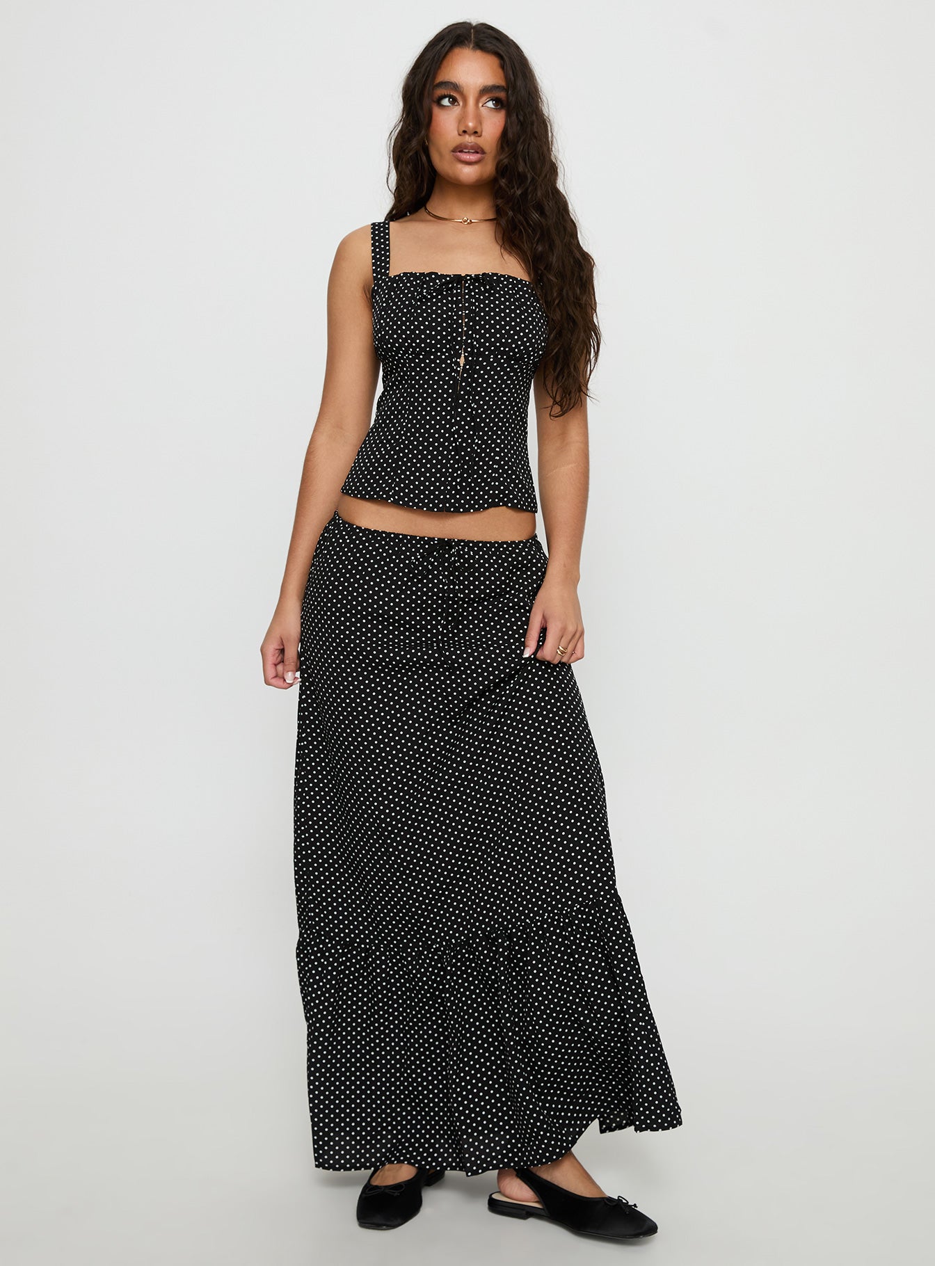 Modern Girl Maxi Skirt Black / Polka Dot