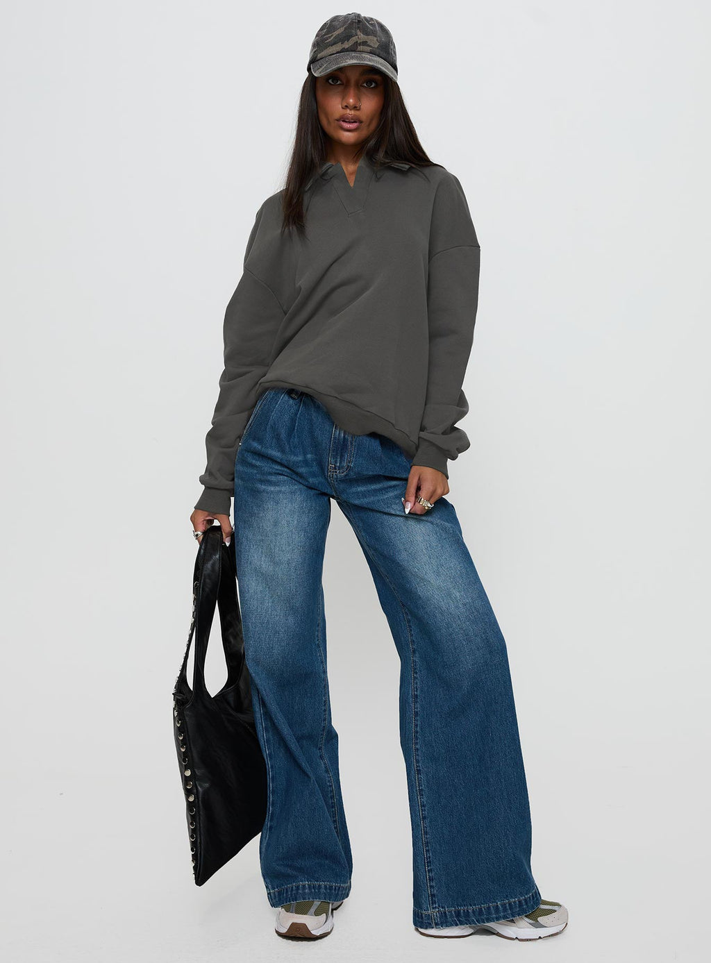 Back Around Collared Fleece Jumper Slate