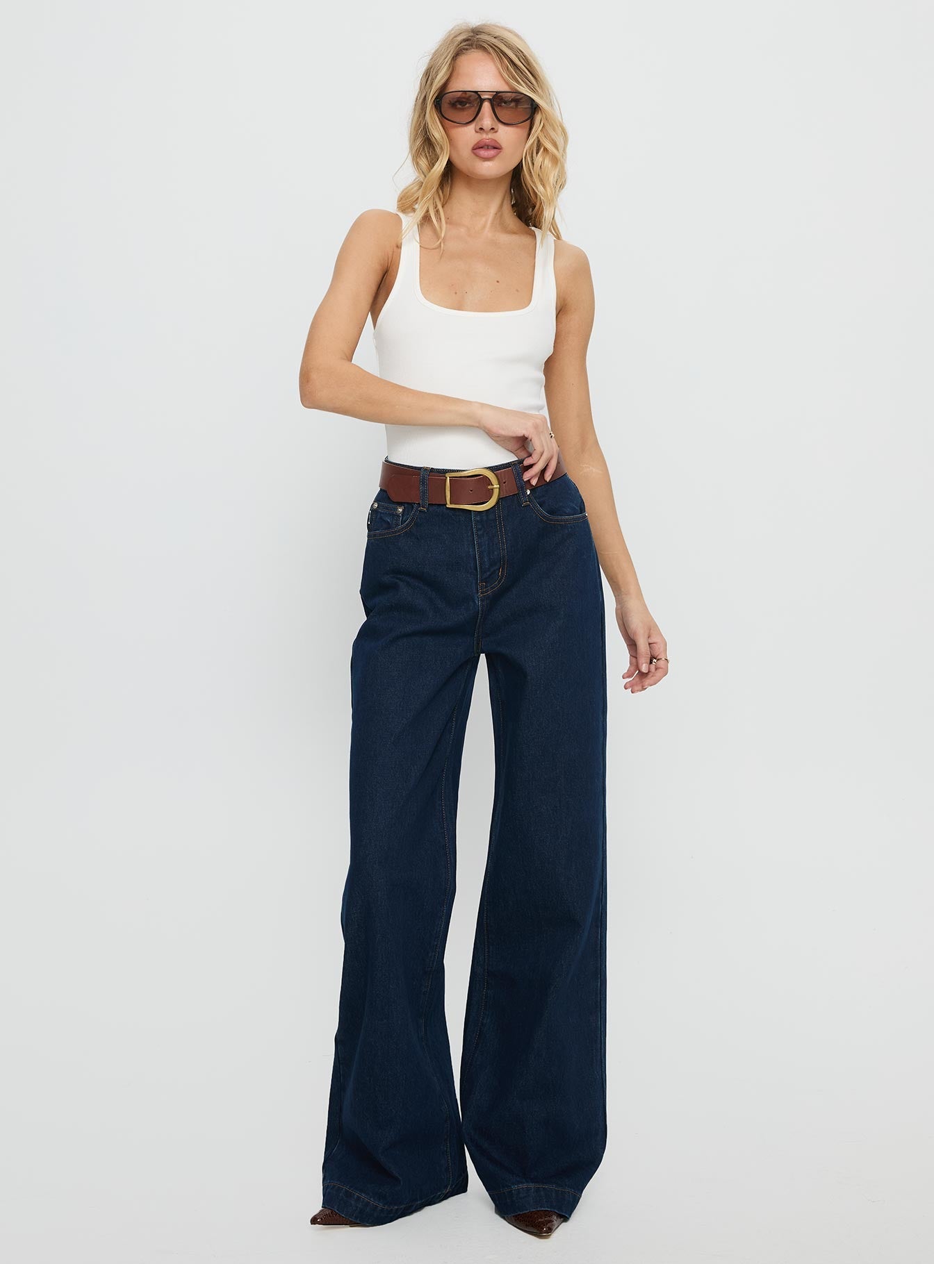 Goldie High Rise Wide Leg Jeans Indigo