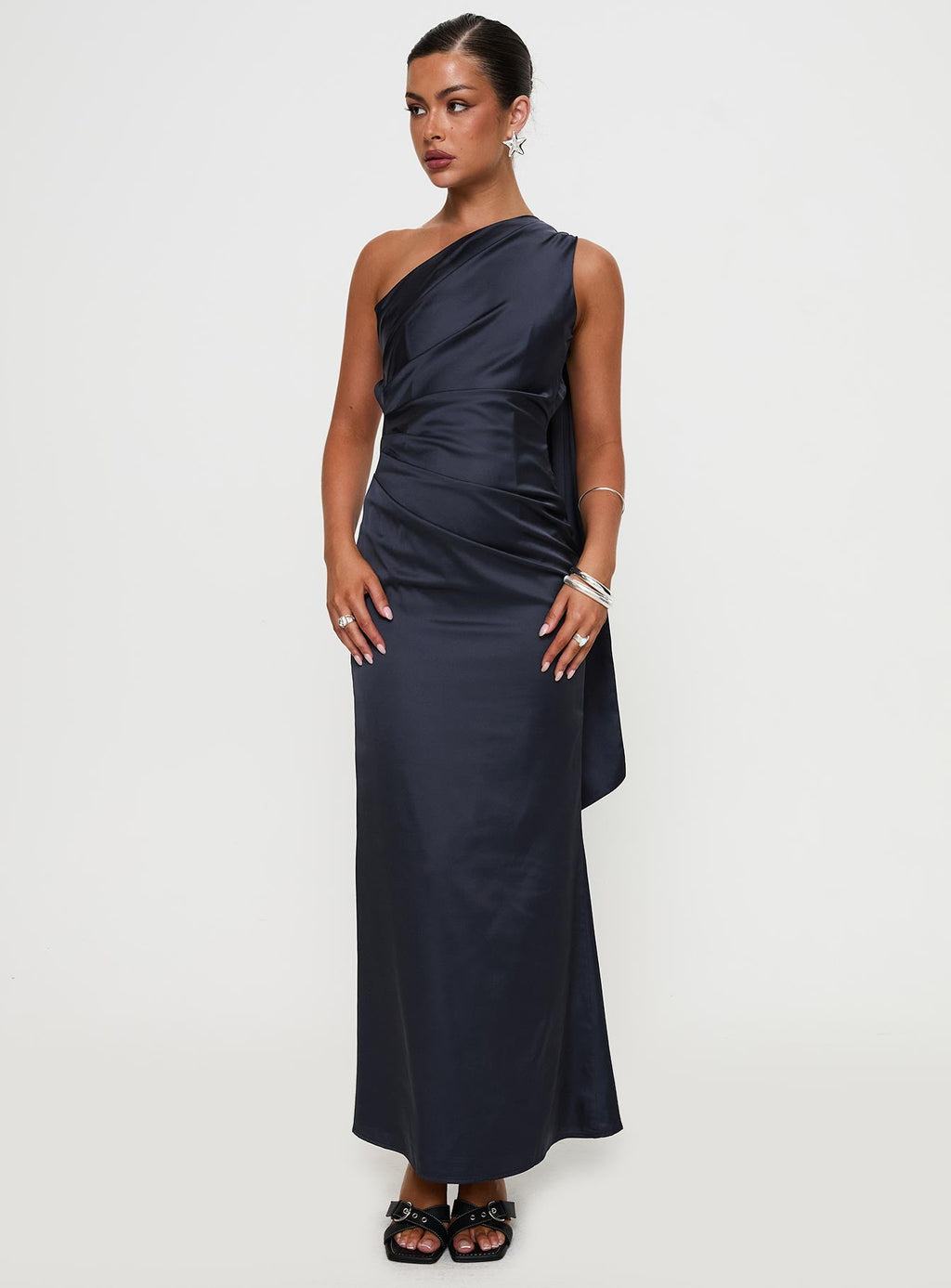 Dulcia One Shoulder Maxi Dress Blue
