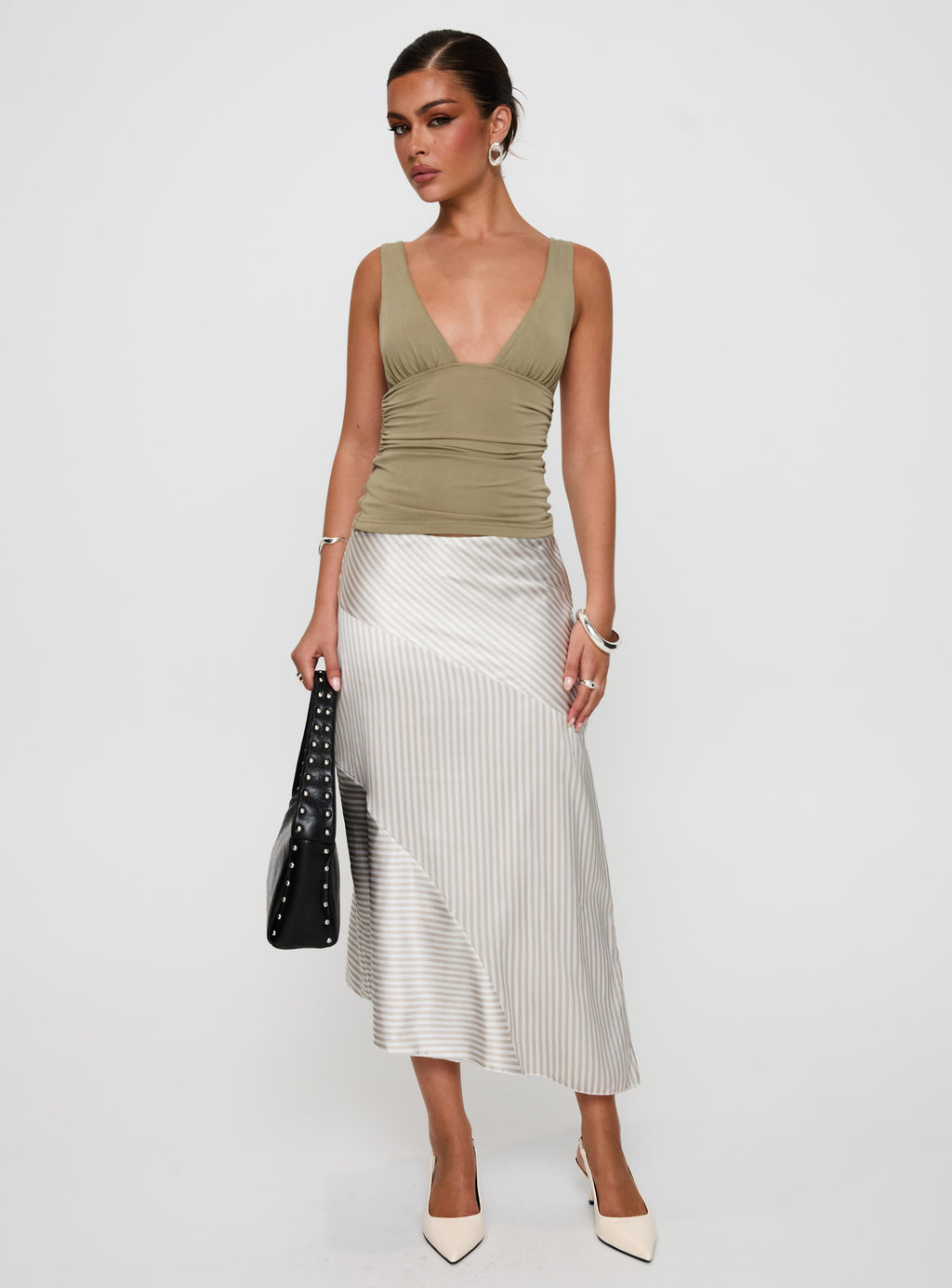 Priscella Asymmetrical Midi Skirt Multi