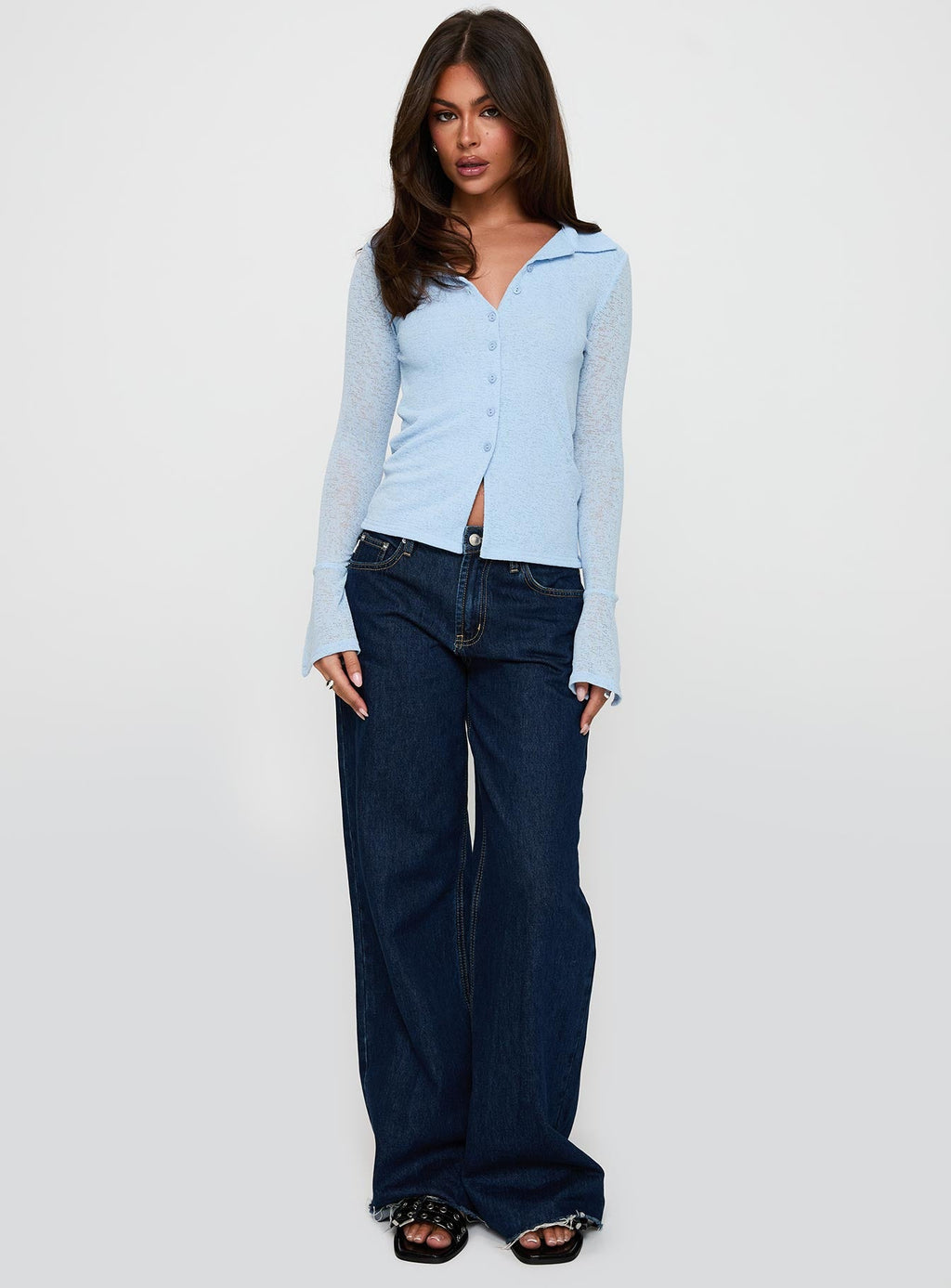 Finnean Long Sleeve Top Pale Blue