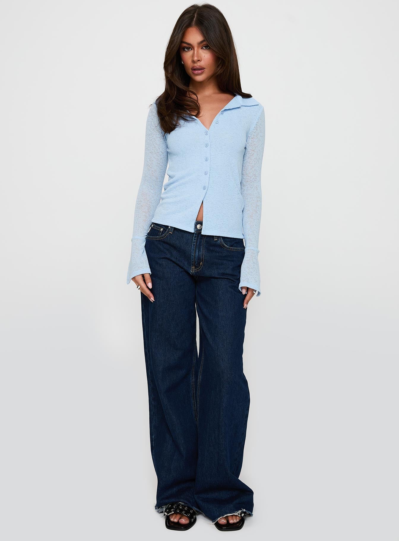 Finnean Long Sleeve Top Pale Blue