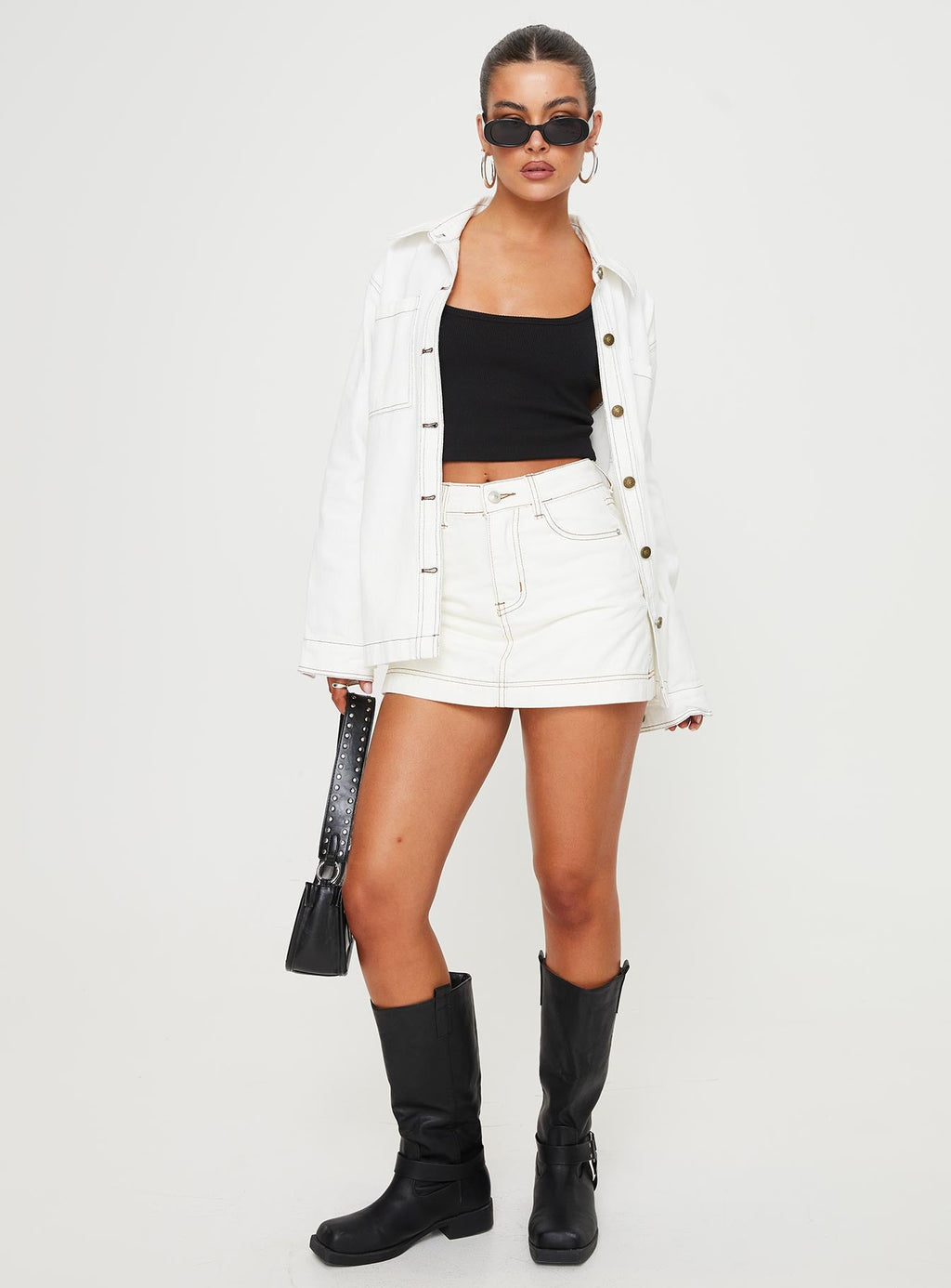 Katlynne Denim Mini Skort White