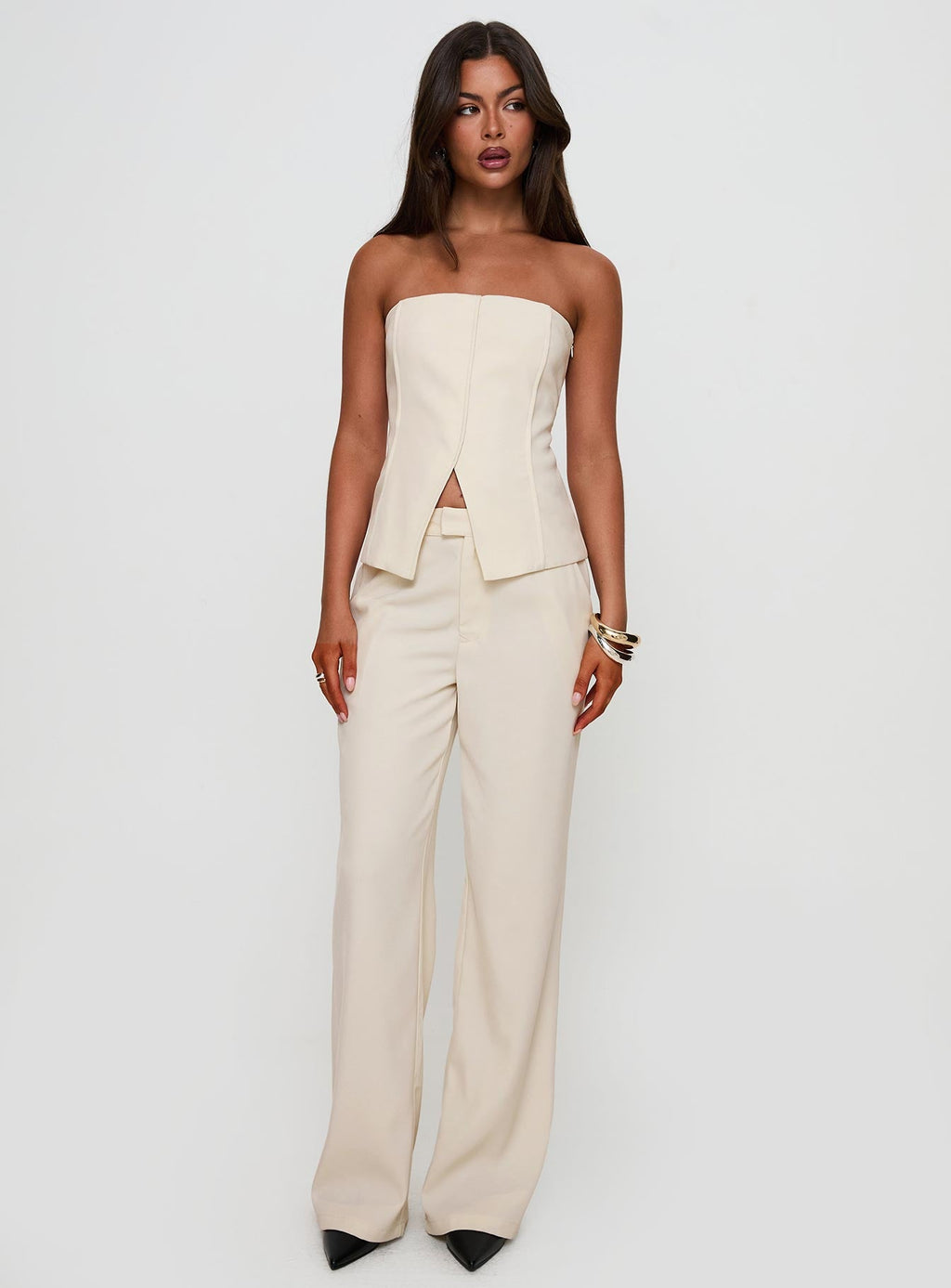 Lavish Living Strapless Top Cream Petite