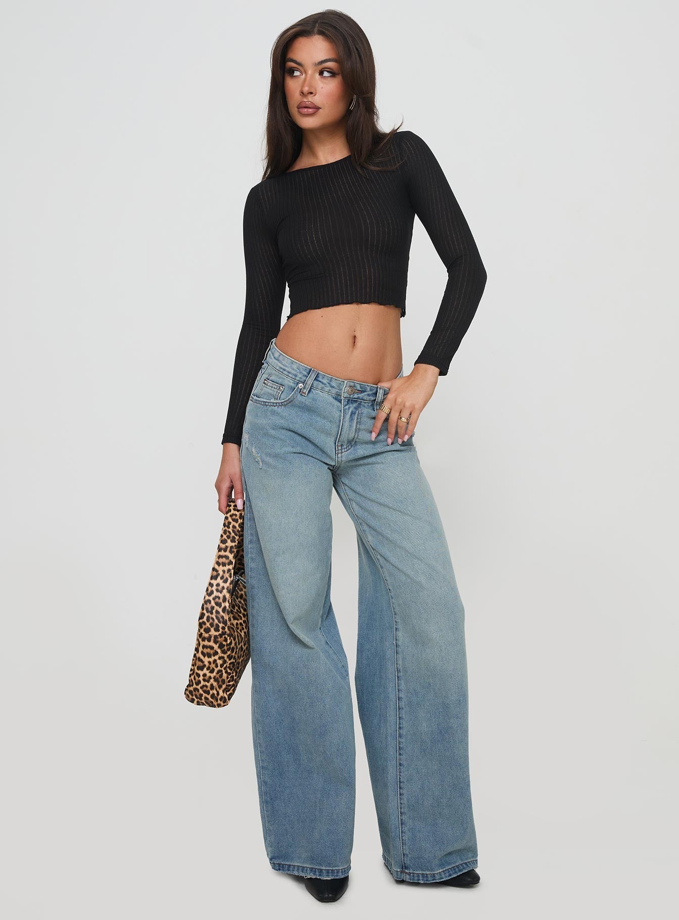 Demie Mid Rise Wide Leg Jeans Light Blue Wash