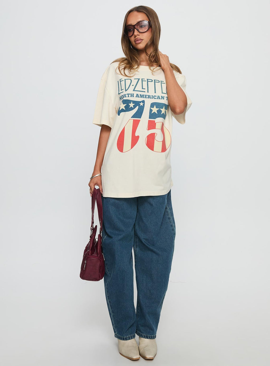 4th July Led Zepplin Oversized Tee White